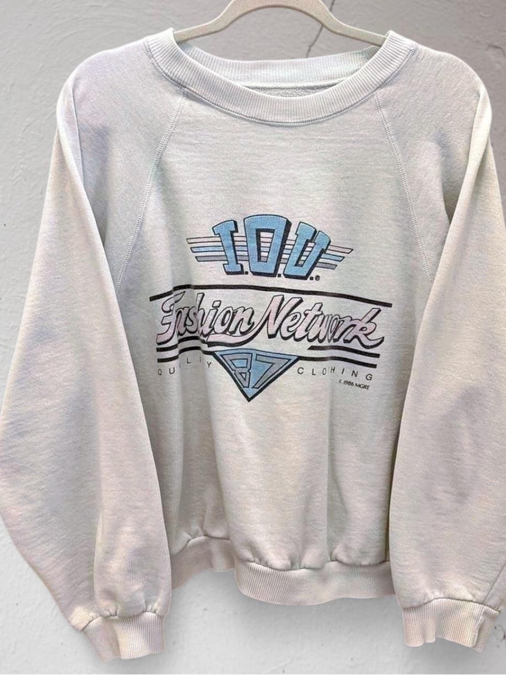 Rare Vintage 80s Fashion Network white sweatshirt pastel Graphic women’s Large